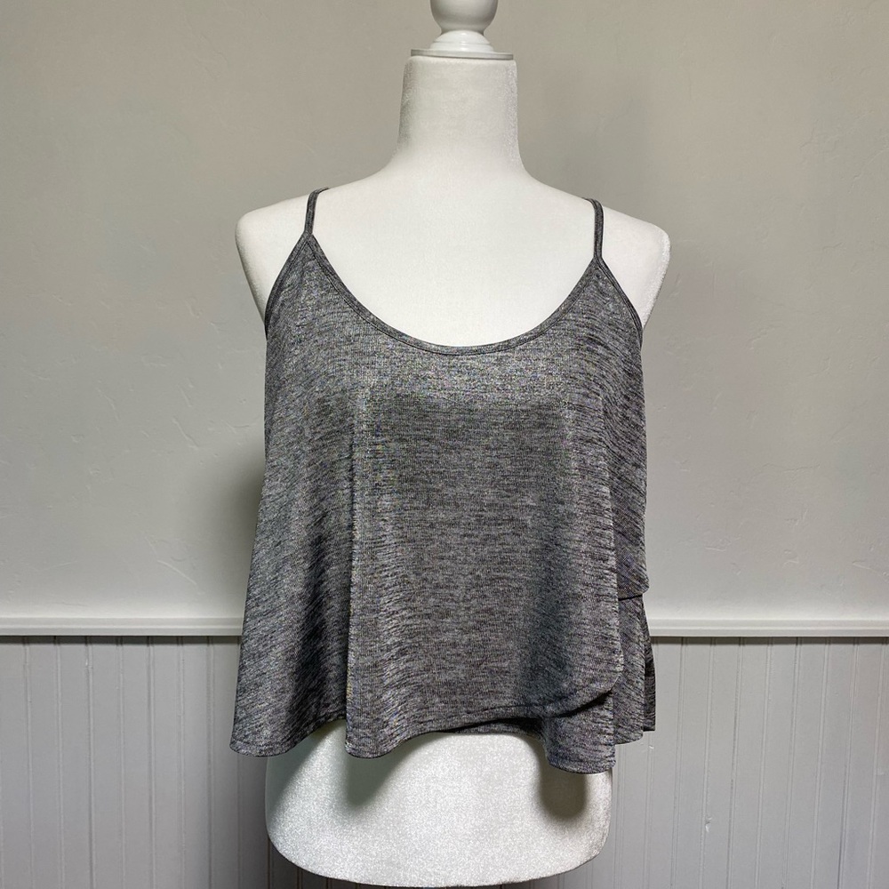 Kimchi Blue Metallic Shimmer Cropped Tank Top